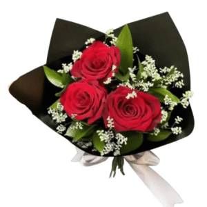 Ramo de 3 rosas Naturales y follaje del día