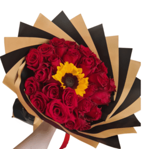 Nombre Ramo de 24 rosas y un girasol