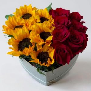 Box mitad rosa y mitad girasol tamaño S