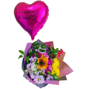 Mix de flores globo helio personalizado ferreros