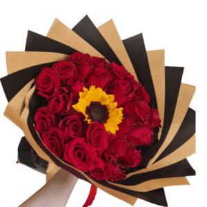 Nombre Ramo de 24 rosas y un girasol