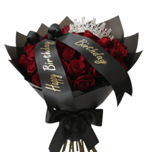 Ramo de 30 rosas Naturales con corona y lazo personalizado