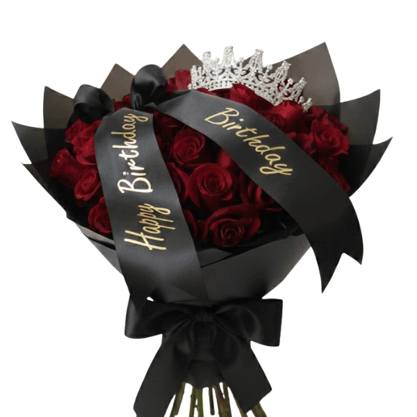 Ramo de 30 rosas Naturales con corona y lazo personalizado
