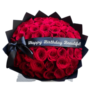 Ramo de 35 rosas con listón personalizado