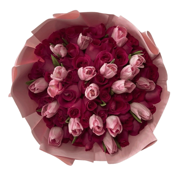 Ramo de 35 rosas Naturales con tulipanes