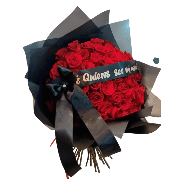 Ramo de 35 rosas Naturales listón personalizado