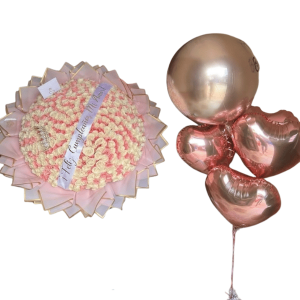 Ramo de 200 rosas y globos helio