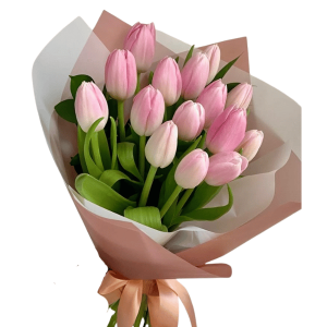 Ramo de 15 tulipanes con Ruscu