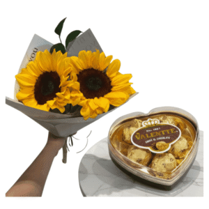 Ramo de 2 girasoles y Chocolate Valente de 5