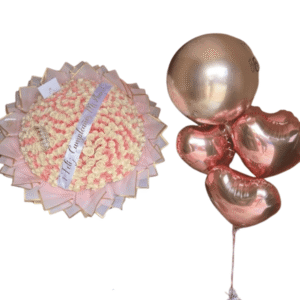 Ramo de 200 rosas y globos helio