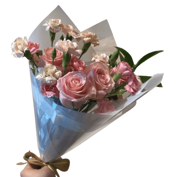 Ramo de 3 rosas y mini claveles