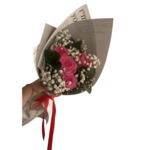 Ramo de 4 rosas Rosadas y follaje del día