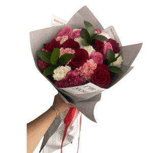 Ramo mixto rosas rojas, rosas Rosadas y claveles