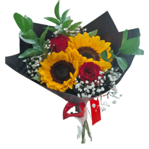 2 girasoles + 2 rosas