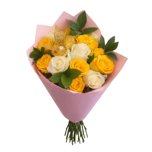 15 Rosas Blancas y Amarillas