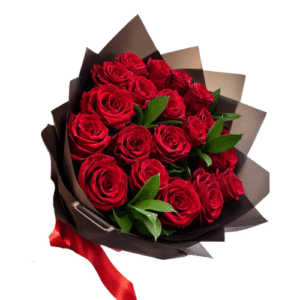 Ramo de 20 rosas con ruscu