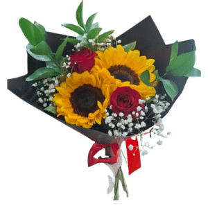 2 girasoles + 2 rosas