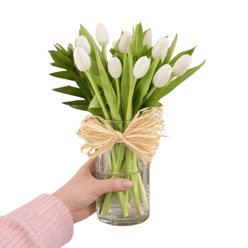 Florero con Tulipanes Blancos