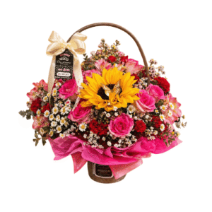Canasta de Girasol y Rosas
