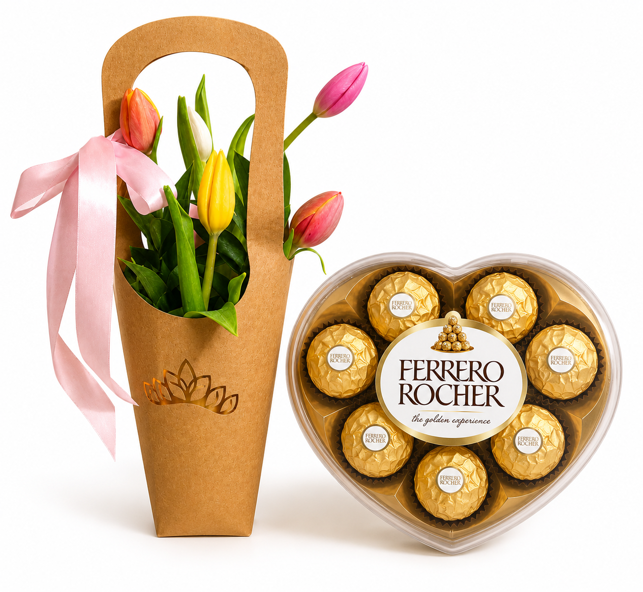 Ramo de 5 tulipanes con Chocolate Ferrero de 8