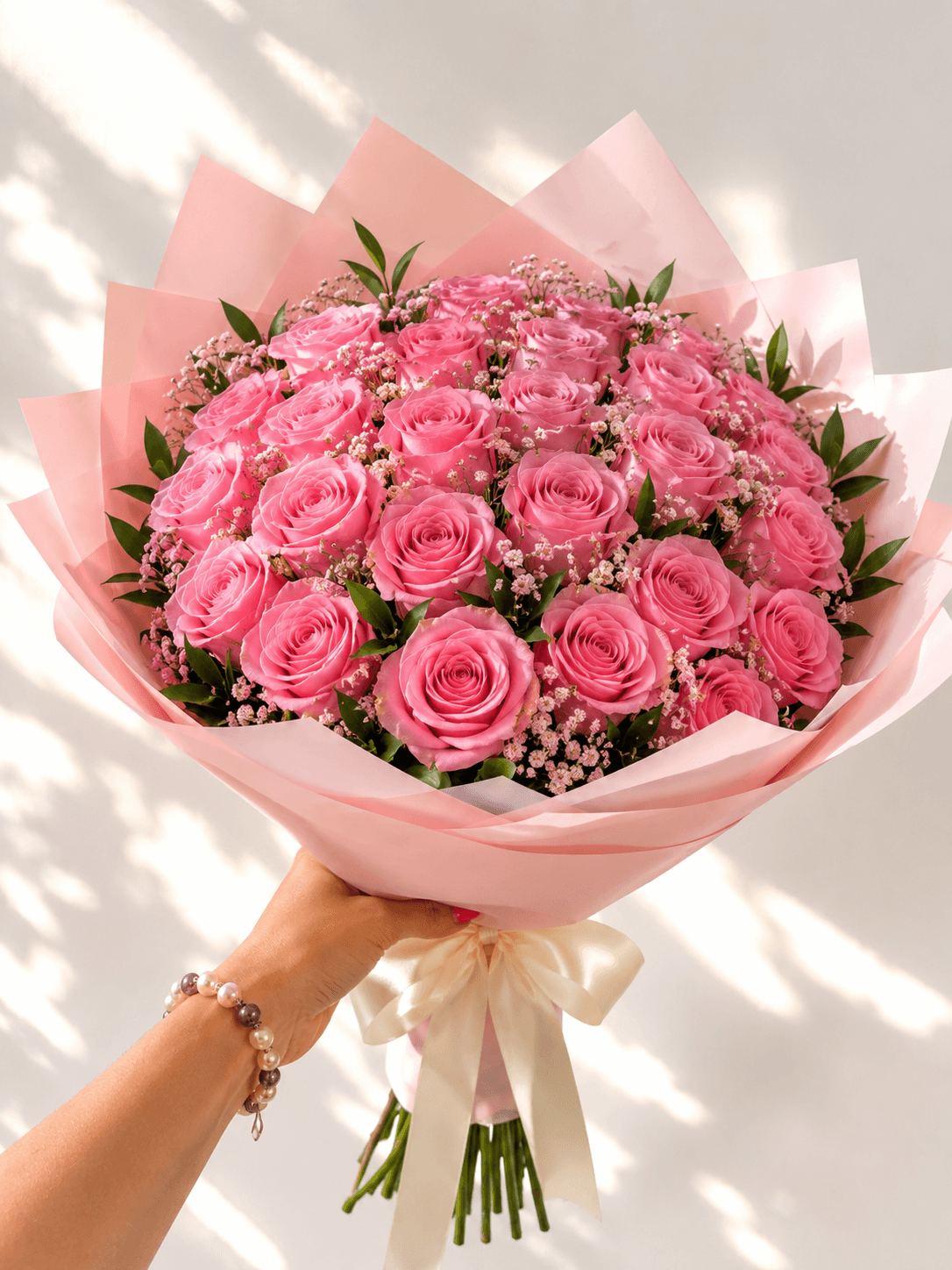 Ramo de 24 rosas rosadas