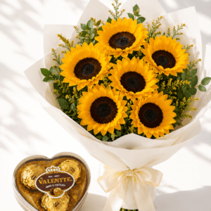 Ramo de 6 Girasoles & Chocolate T3