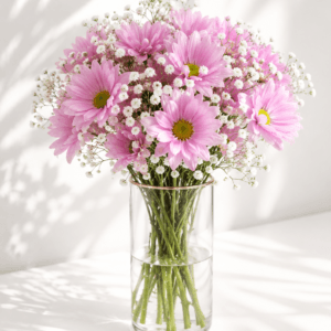 Florero de Margaritas con 2 rosas