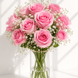 Florero de 10 rosas más follaje del día