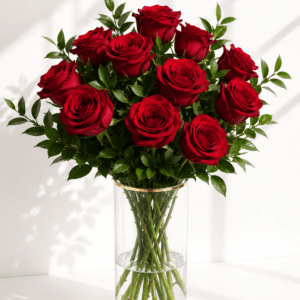 Florero de 10 rosas más follaje del día