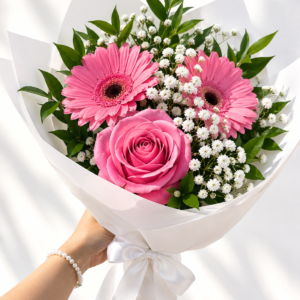 RAMO FLORA DE 2 GERBERAS MAS 1 ROSA
